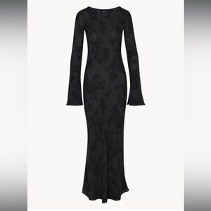 Realisation Par Gia Black Floral Long Sleeve Dress